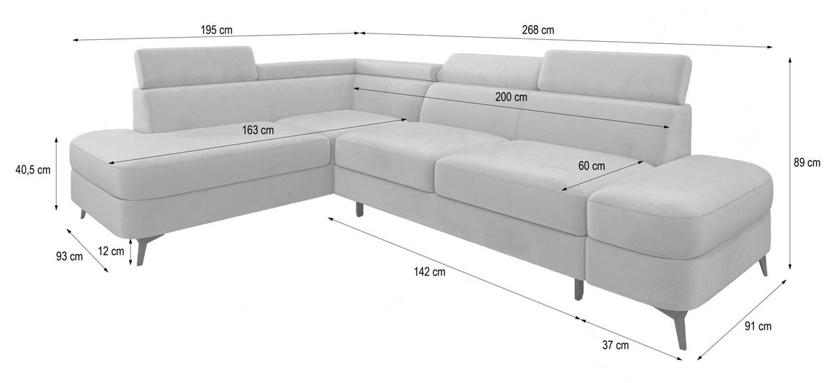 ECKSOFA AVISE M L-S Grün Velours-Stoff mit Schlaffunktion - Grün, Holzwerkstoff/Textil (268/195cm) - MASSENO