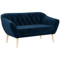 SOFA Pirs 2 Sitzer Velvet Dunkelblau - Dunkelblau/Braun, Holz/Textil (140/75/74cm) - MKS