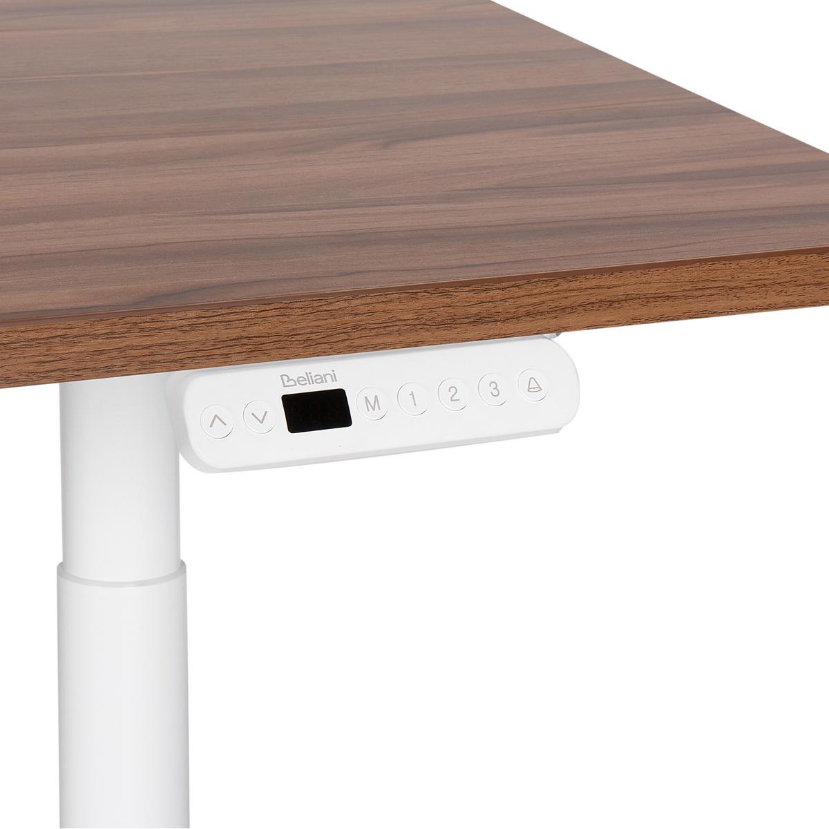 SCHREIBTISCH braunweiß 120/72 cm elektrisch höhenverstellbar Destin IV - Dunkelbraun/Weiß, Holz (72/120/67cm) - Beliani