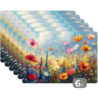 PLATZSETS 6er-Set Blumen - Natur - Botanik - Kunst Tischunterlage 45x30 cm - Multicolor, Kunststoff (0.3/45/30cm) - MuchoWow