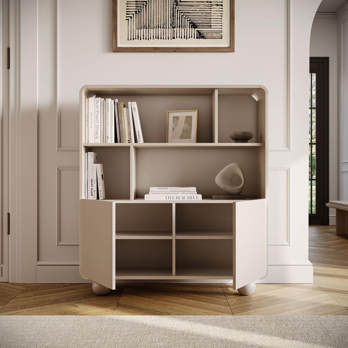 BÜCHERREGAL OLIVIO RG108 Kaschmir zweitürig - Kaschmir, Holzwerkstoff (108/121/39cm) - Lookway