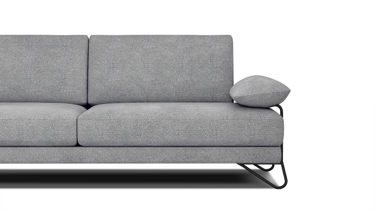 SOFA LORI 3-Sitzer, silberfarben - Silberfarben/Schwarz, Holzwerkstoff/Textil (245/87/96cm) - Wozimo