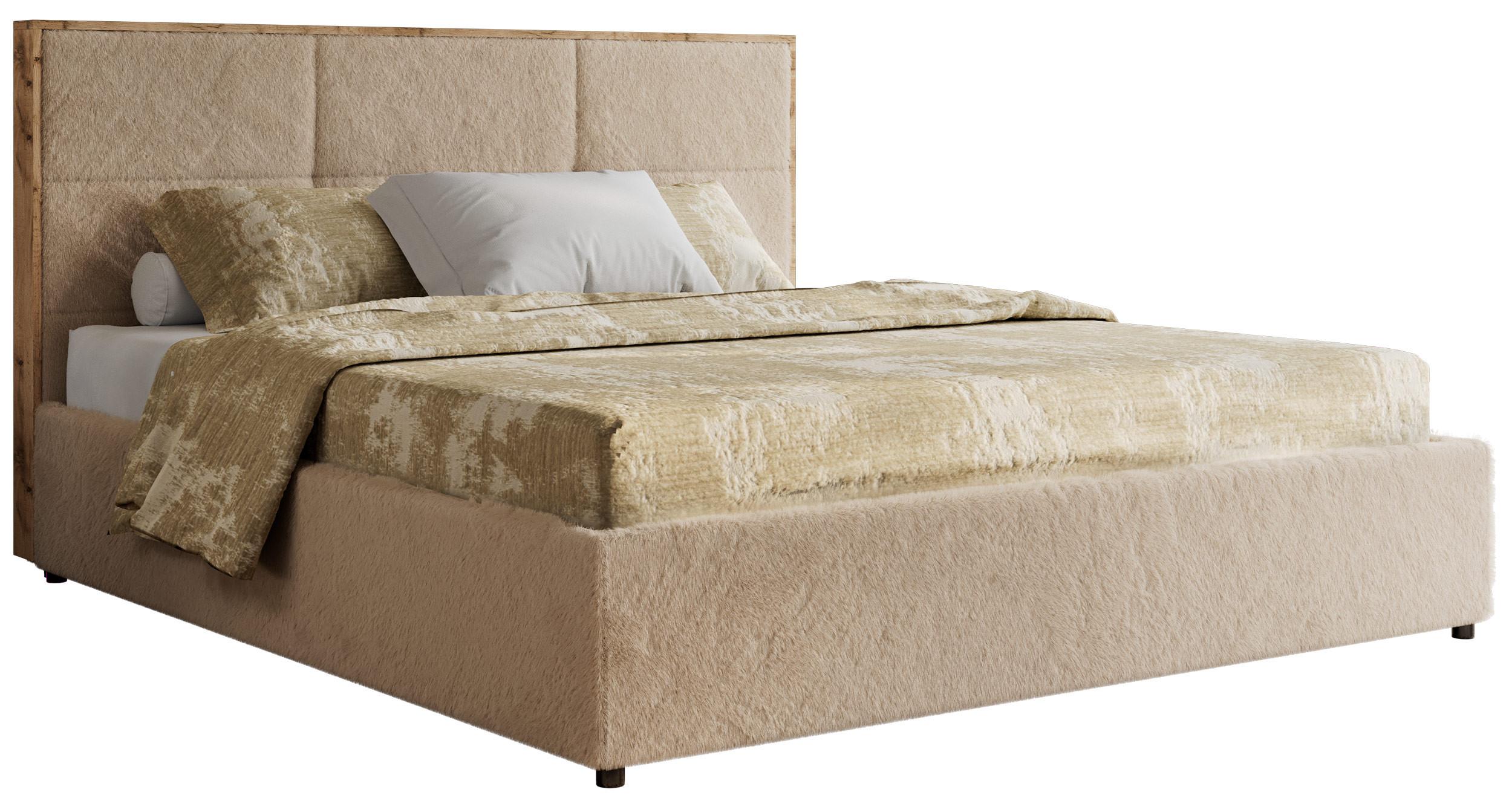 POLSTERBETT LERIO CLASSIC 160/200 - Beige Plüsch - ohne Matratze - Beige, Textil (160/200cm) - MKS