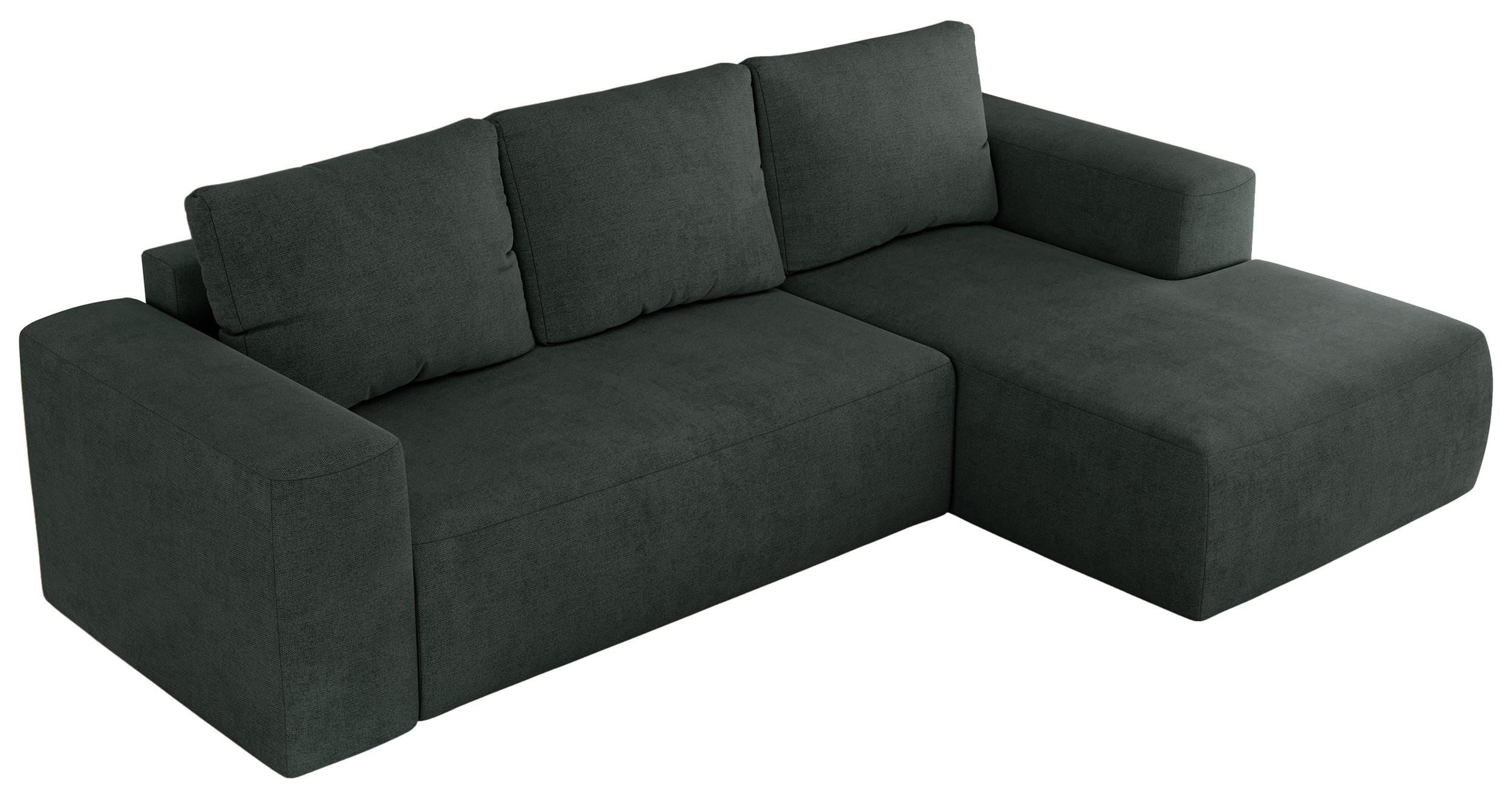 ECKSOFA TRENTINO L Dunkelgrau Stukture - Rechts - Dunkelgrau/Schwarz, Kunststoff/Textil (164/266cm) - MKS