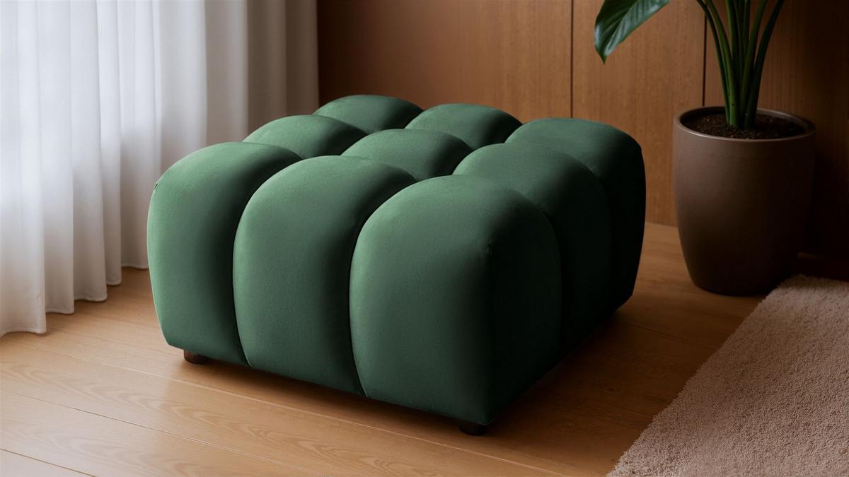 POLSTERHOCKER Flow - Grün, Holzwerkstoff/Textil (96/42/96cm) - Fun Möbel