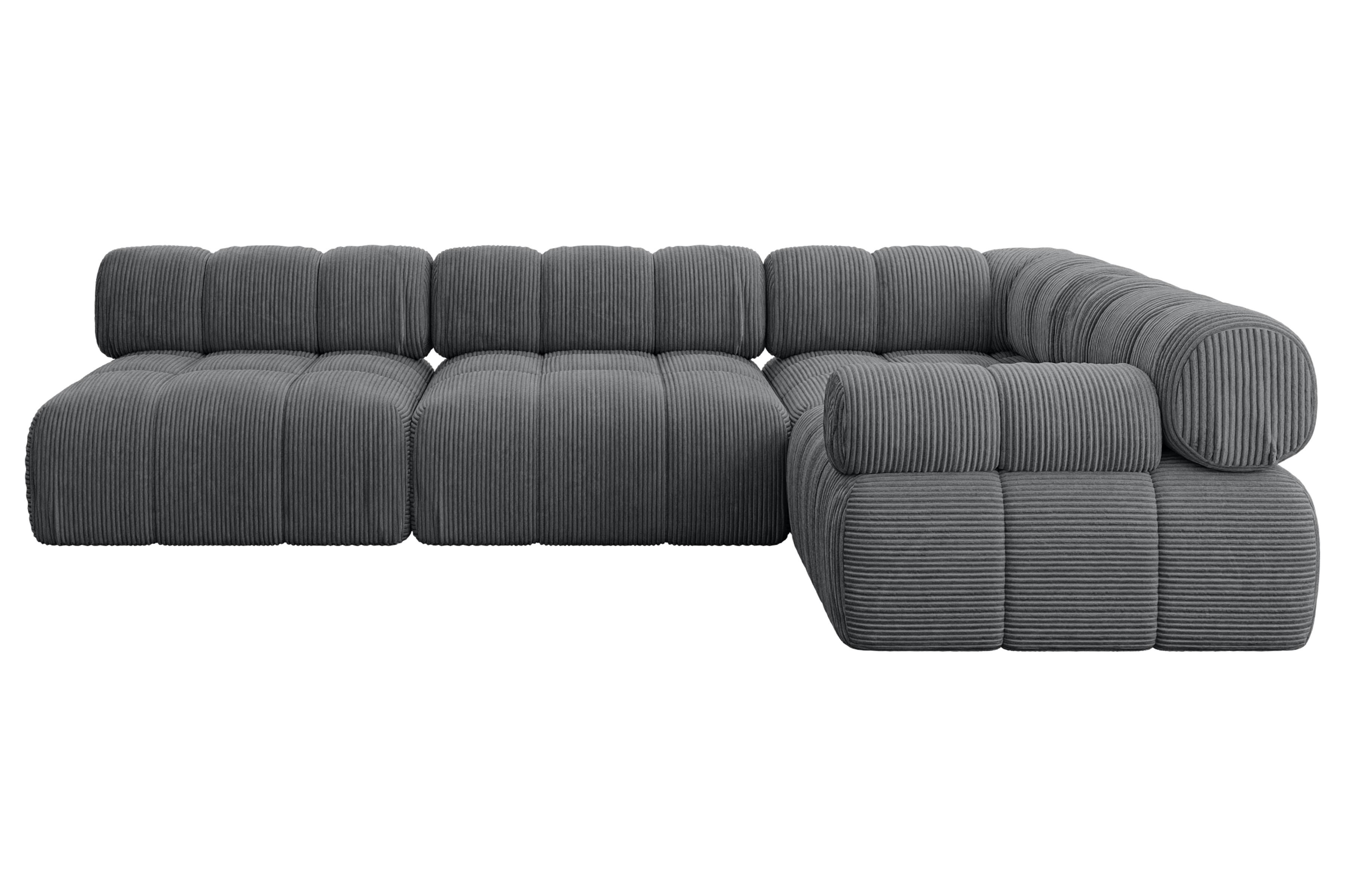 ECKSOFA modulares Sofa Mende-L2 - 285x190x70 cm Dunkelgrau Cord - Dunkelgrau, Holzwerkstoff/Textil (285/190cm) - ALTDECOR