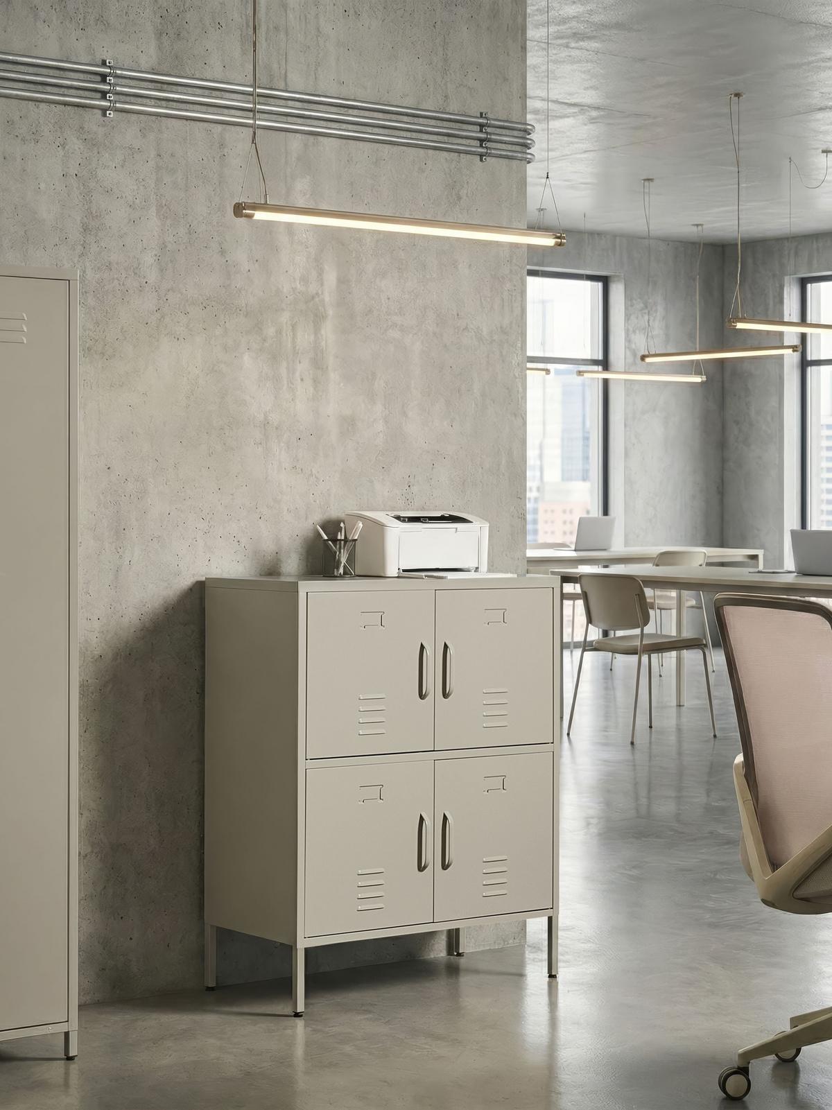 BÜROSCHRANK Metall Hellbeige Holbeck - Beige, Metall (80/101/40cm) - Beliani