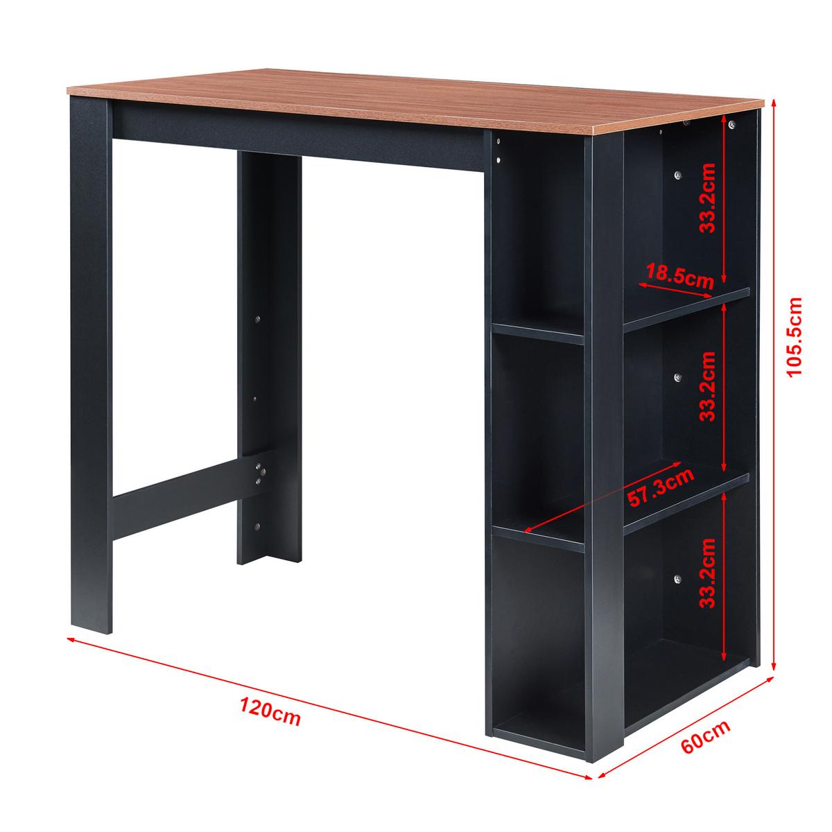 BARTISCH Danderyd - Walnussfarben/Schwarz, Holzwerkstoff (60/120/105.5cm) - [en.casa]