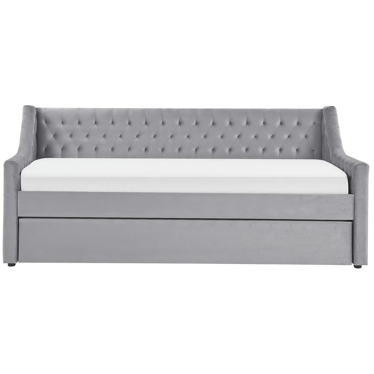 TAGESBETT 90/200cm Hellgrau Montargis - Hellgrau, Textil (90/200cm) - Beliani