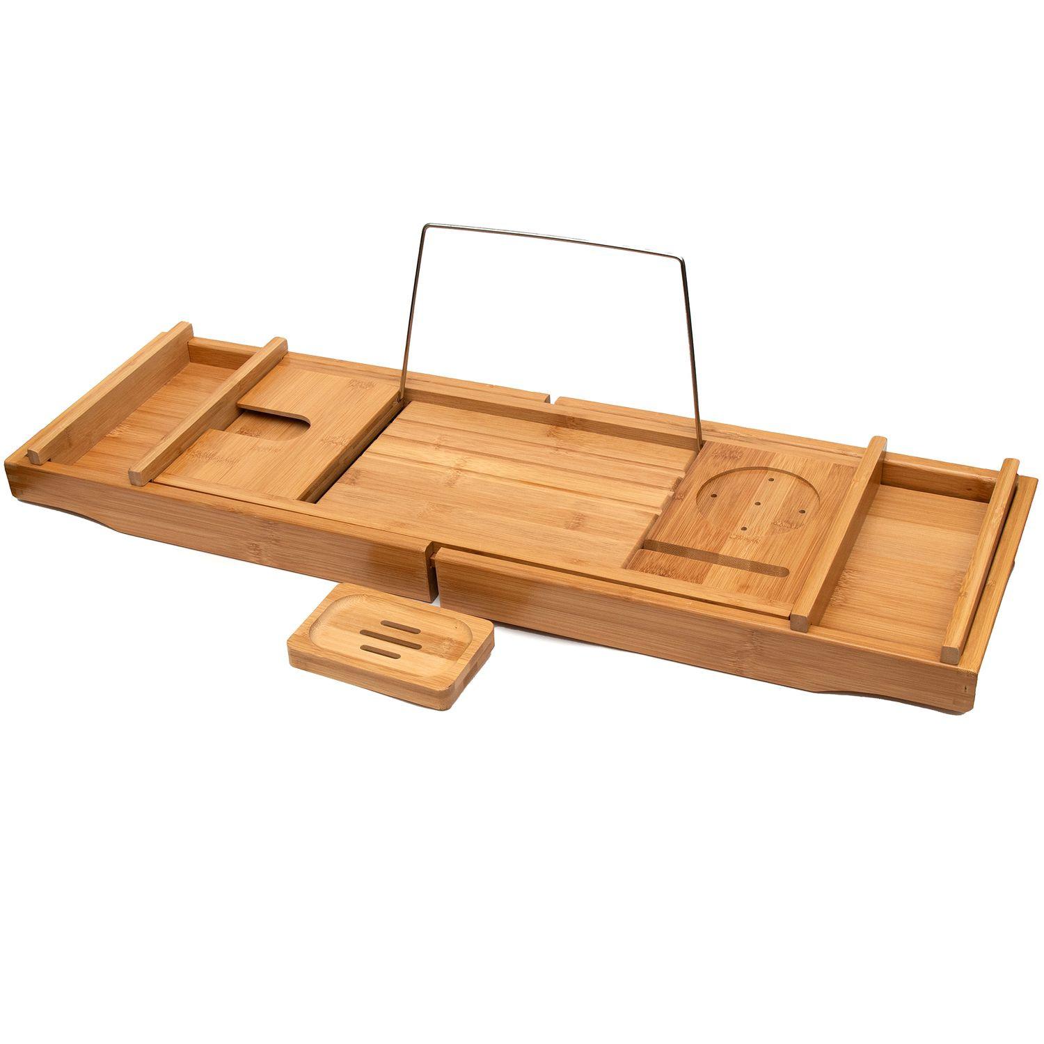 BADEWANNENTABLET mit Seifenschale - Braun, Naturmaterialen (23/4.5/75cm) - Intirilife