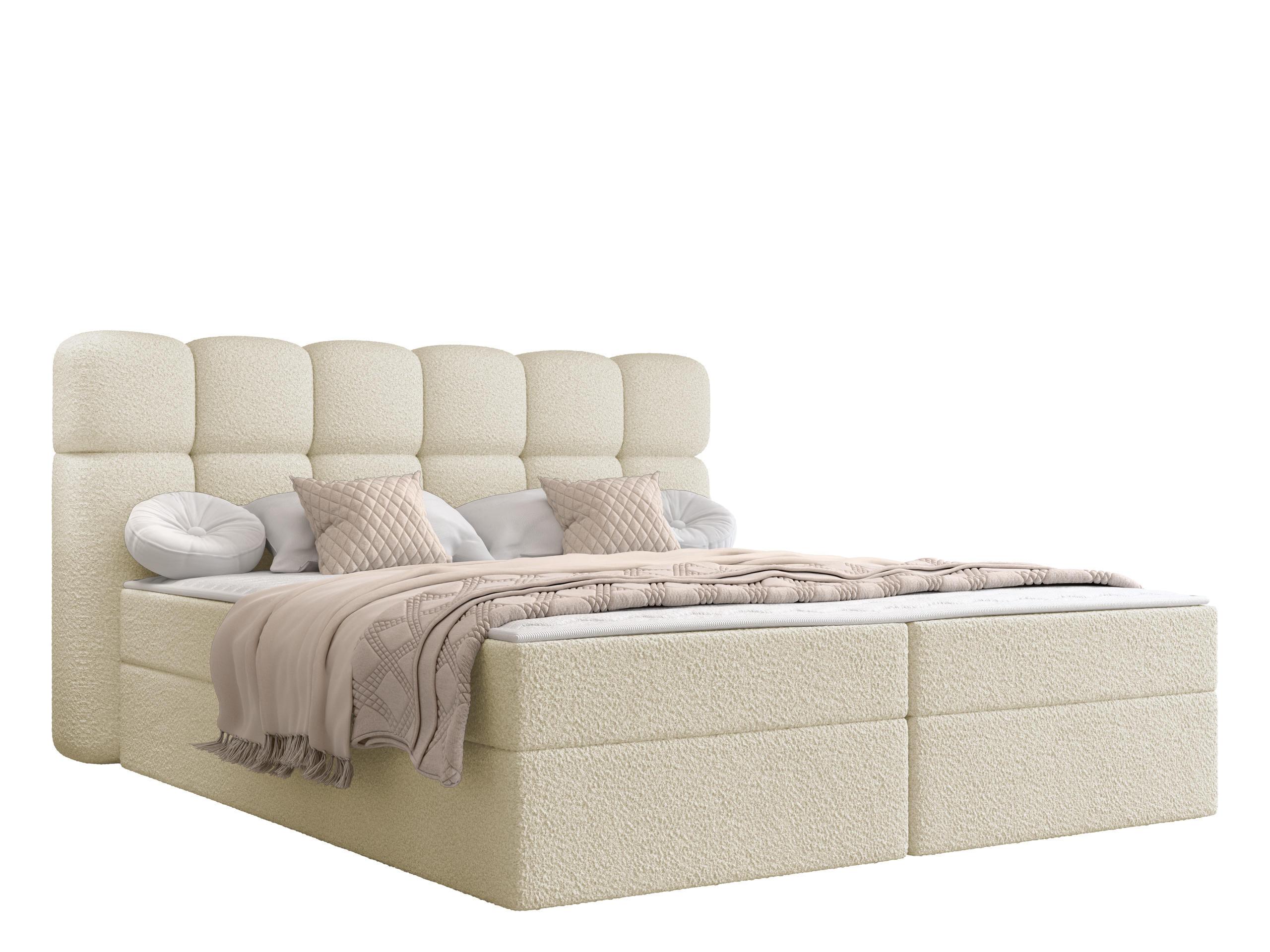 BOXBETT Softi 2 Boucle - H3 - Schwarz/Naturfarben, Holz/Holzwerkstoff (160/200cm) - MIRJAN24
