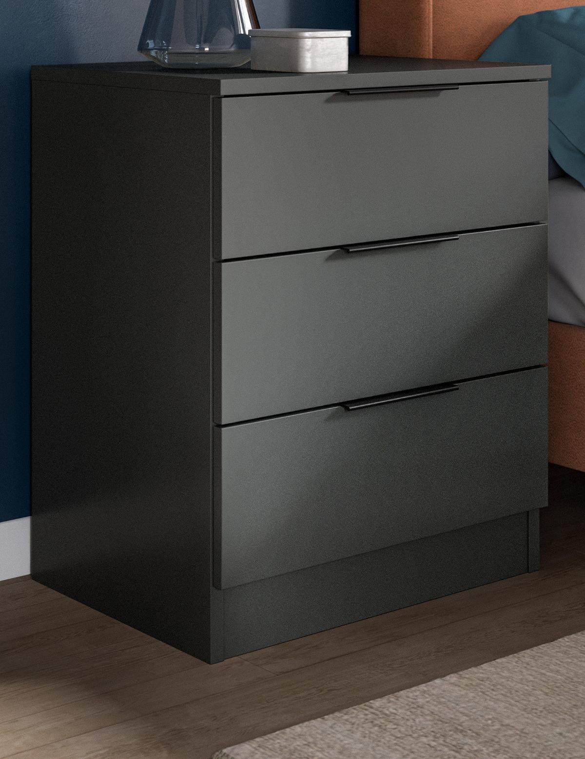 NACHTTISCH grau 45 x 60 cm, Nachtkommode in Komforthöhe - Schwarz/Grau, Holzwerkstoff/Kunststoff (45/60/40cm) - Inn.Furn