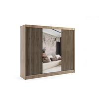 KLEIDERSCHRANK VILAN mit Spiegel - 250 cm - Sonoma Eiche|Eiche Wotan - Eiche Wotan/Sonoma Eiche, Holzwerkstoff (250/215/61cm) - ALTDECOR