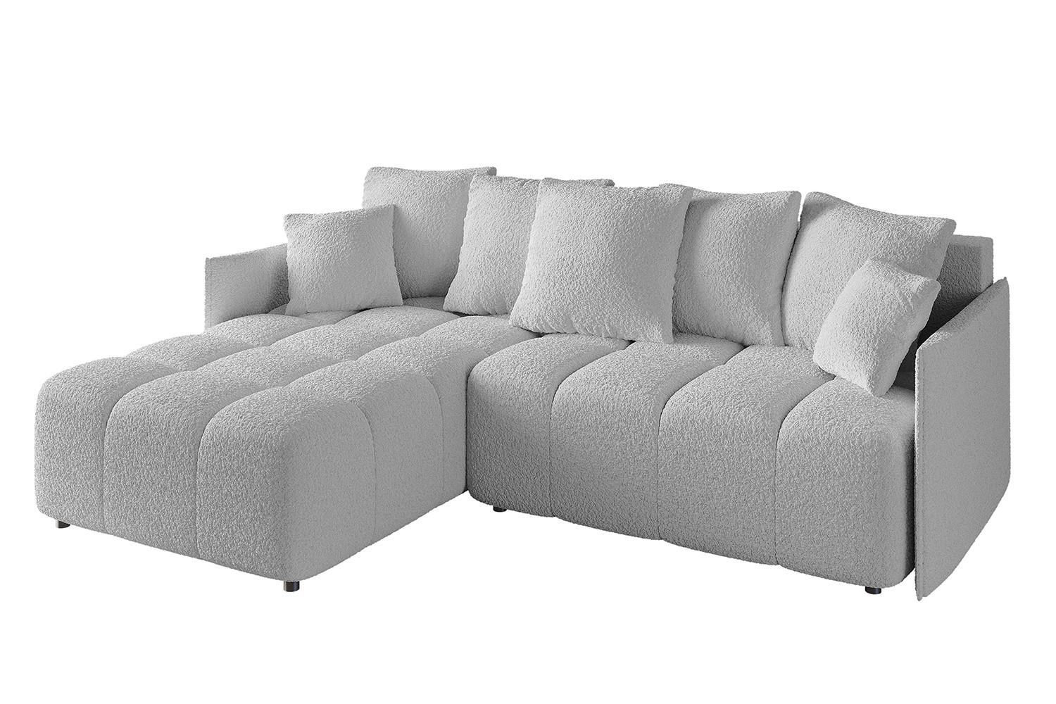 ECKSOFA Ottomane links LONLI-L 251x189x68 Hellgrau Bouclé - Hellgrau, Holzwerkstoff/Kunststoff (251/189cm) - ALTDECOR