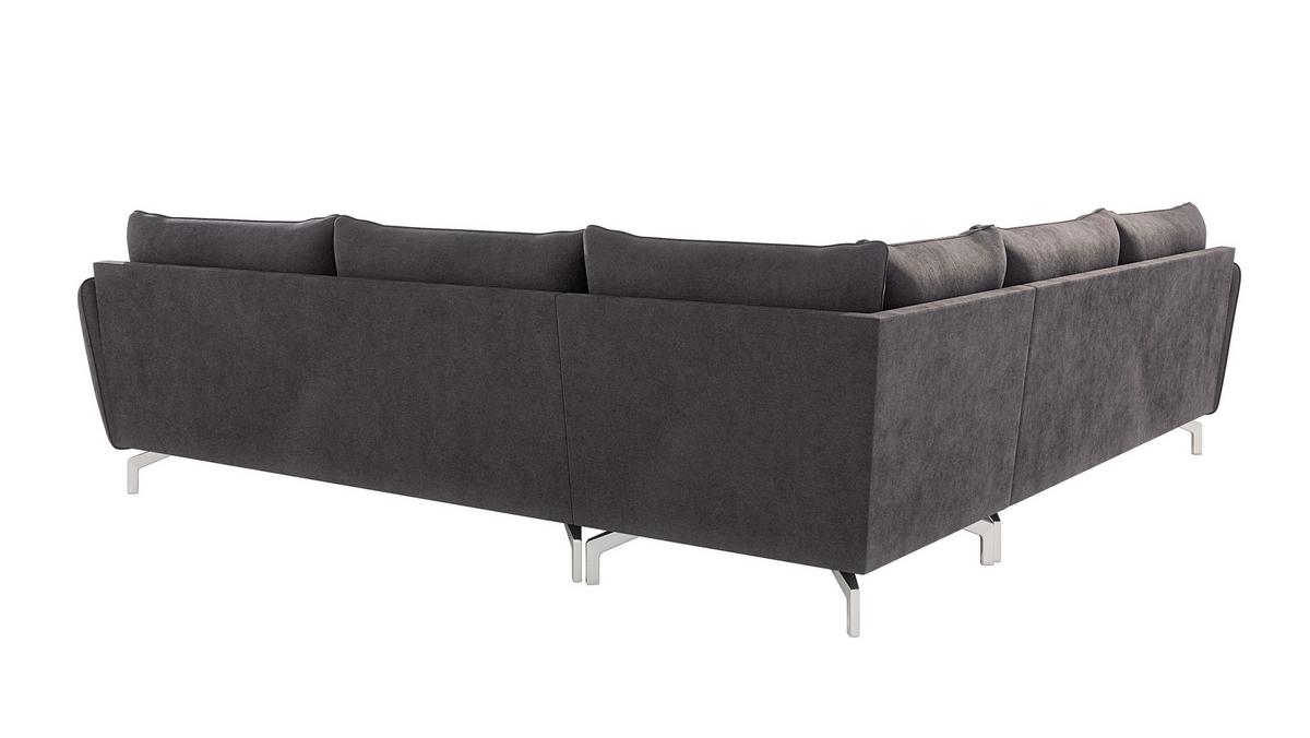 ECKSOFA Elou Graphit Microfaser - Chromfarben/Graphitfarben, Holz/Textil (276/276cm) - S-Style Möbel