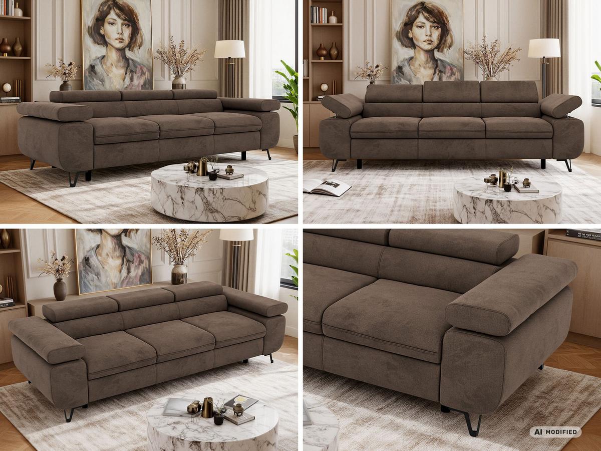 3-SITZER SOFA PETER - Braun Velvet - Schwarz/Braun, Textil/Metall (262/76/99cm) - MKS