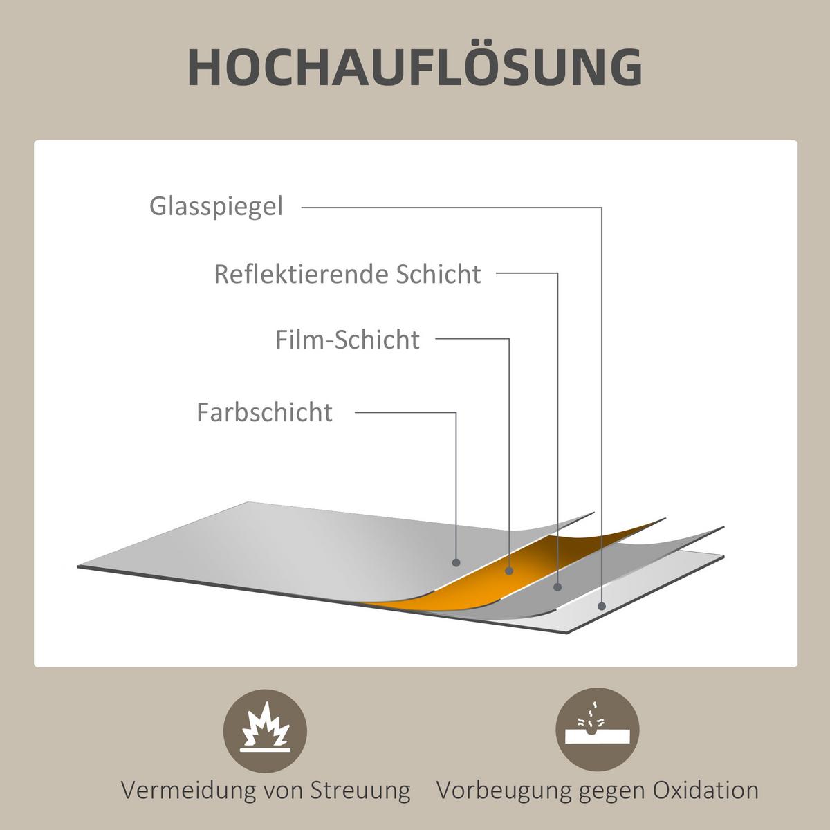 WANDSPIEGEL MDF Glas Weiß - Weiß, Holzwerkstoff (2/70/50cm) - HOMCOM