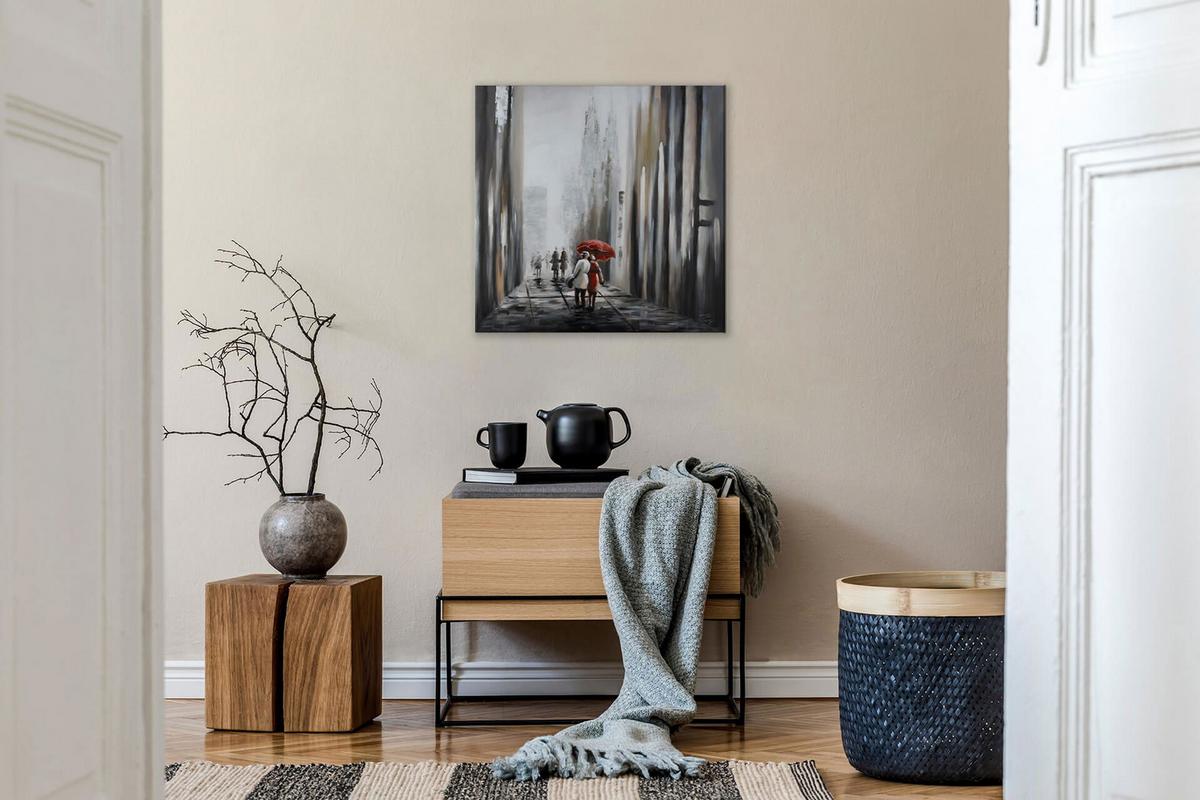 ÖLGEMÄLDE 80/80 cm - Schwarz/Grau, Holz/Textil (80/80cm) - KUNSTLOFT