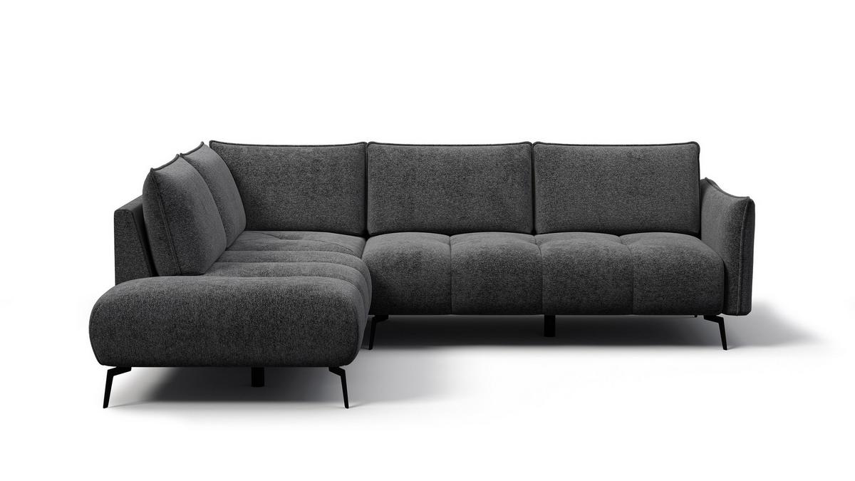 ECKSOFA AERA 5-Sitzer links, dunkelgrau - Dunkelgrau/Schwarz, Holz/Textil (268/206cm) - Wozimo