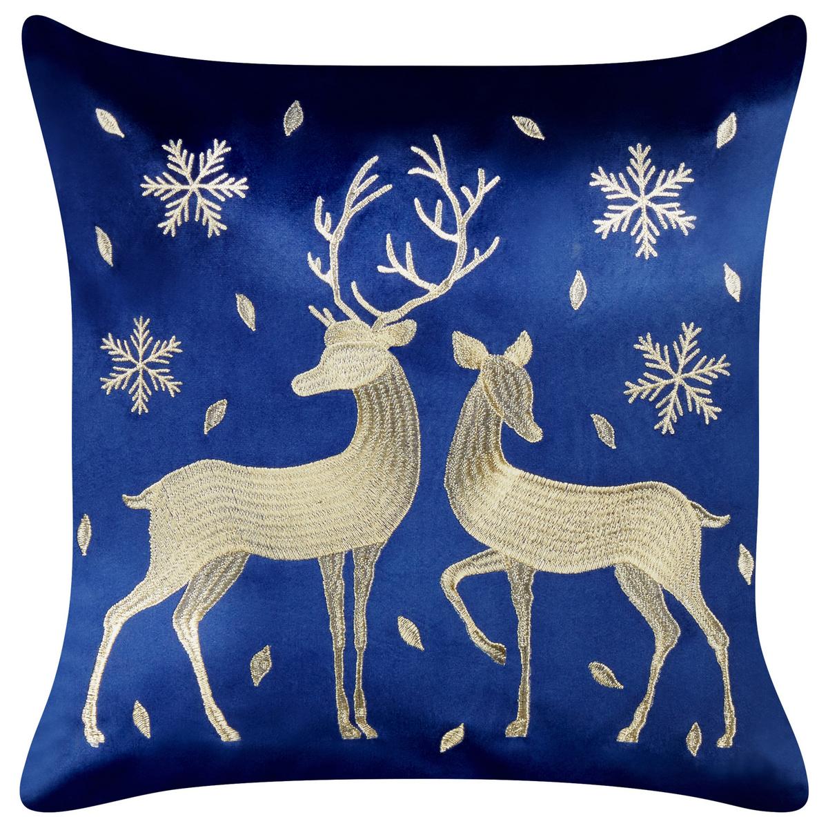 DEKOKISSEN 2er-Set Dunkelblau 45/45 cm Meringue - Goldfarben/Dunkelblau, Textil (45/45cm) - Beliani