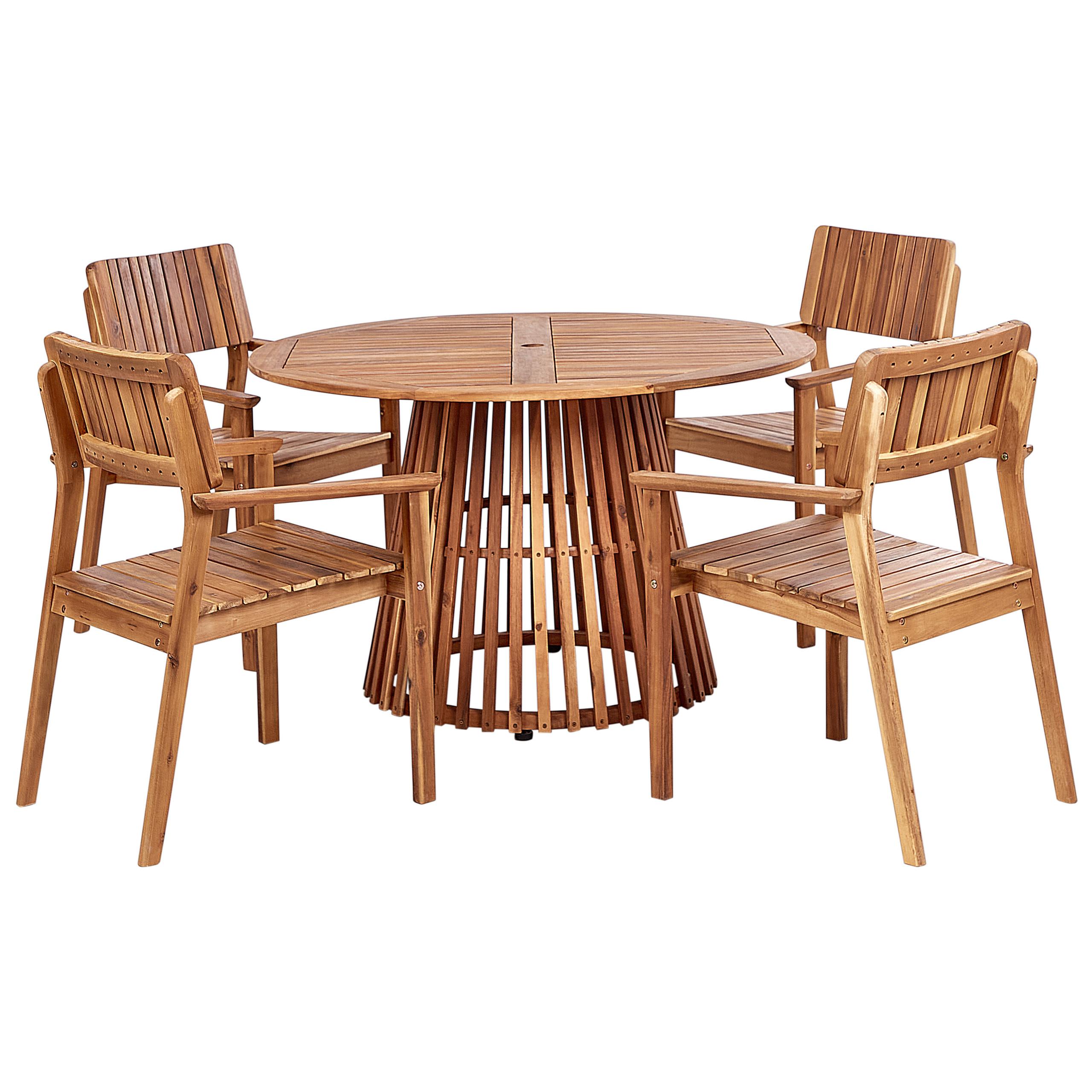 GARTENMÖBEL-SET 4-Sitzer Heller Holzfarbton Agello - Hellbraun, Holz - Beliani