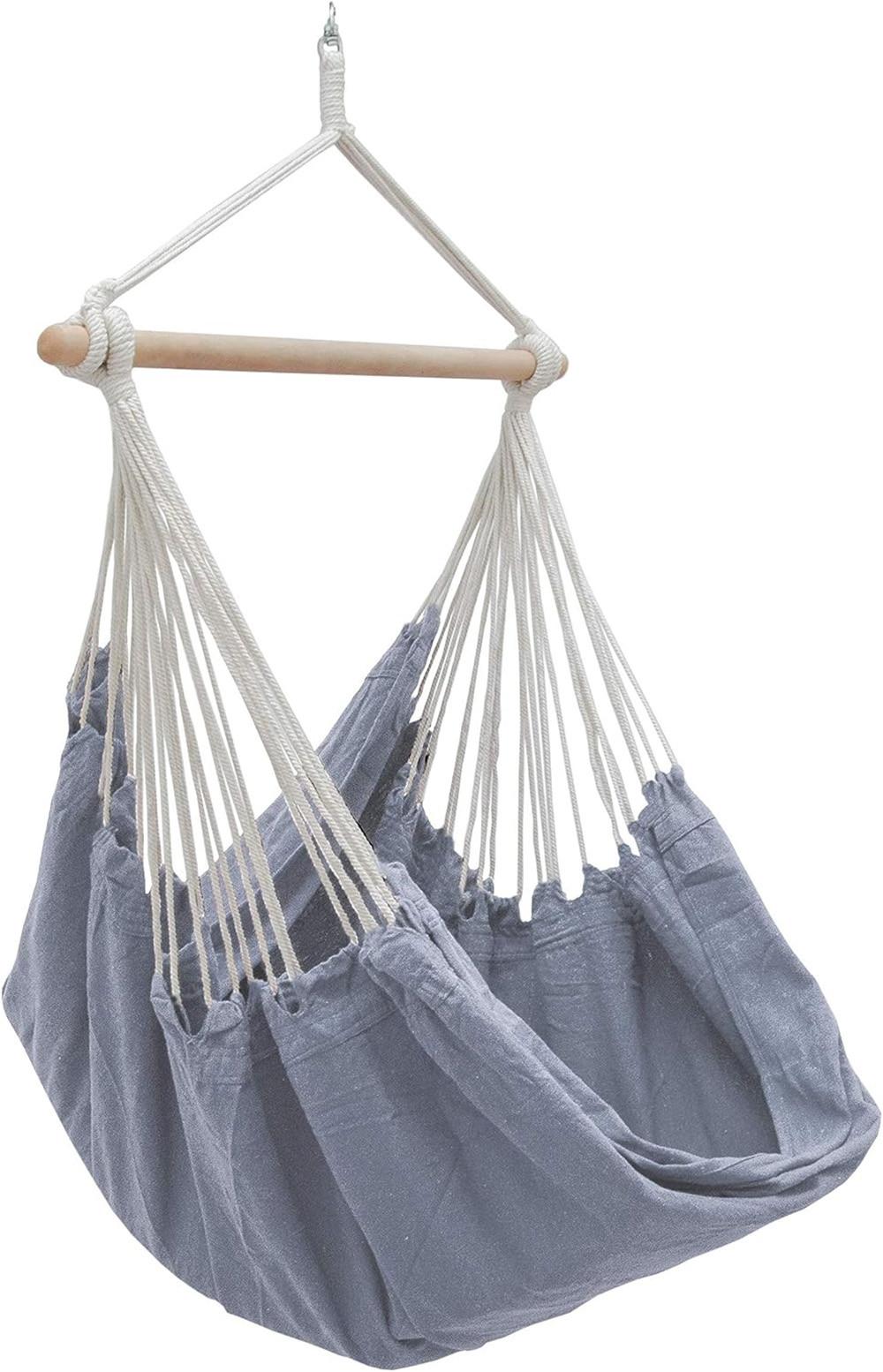 XXL HÄNGESESSEL 185/130 cm Belastbar bis 150 kg Grau - Grau, Textil (130/155/185cm) - Amanka