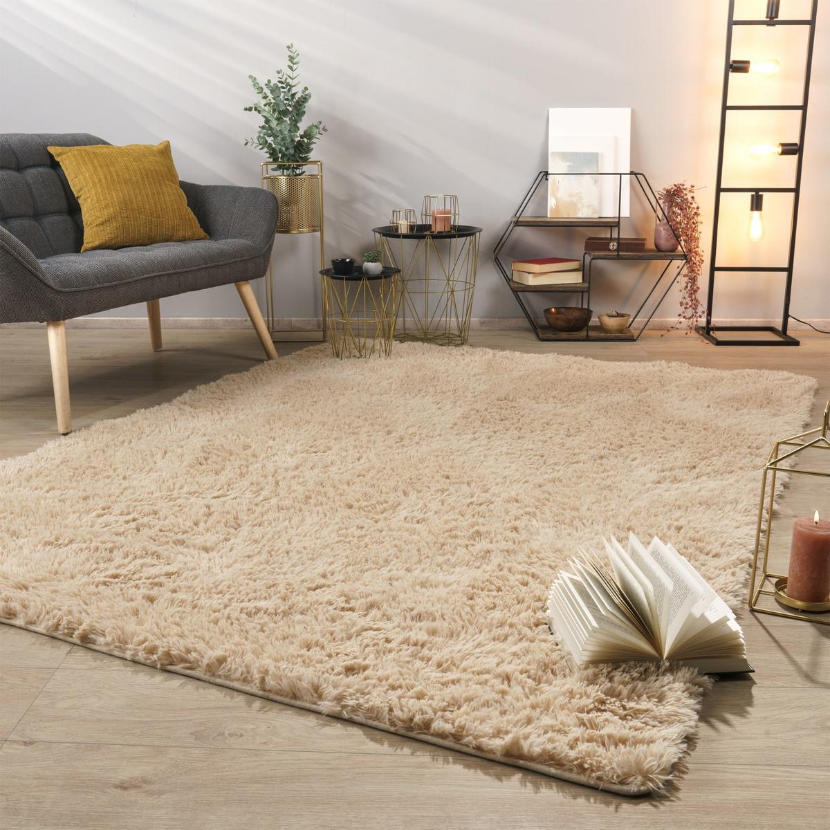 HOCHFLORTEPPICH Beige 160 x 220 cm - Beige, Kunststoff (160/220cm) - TT Home