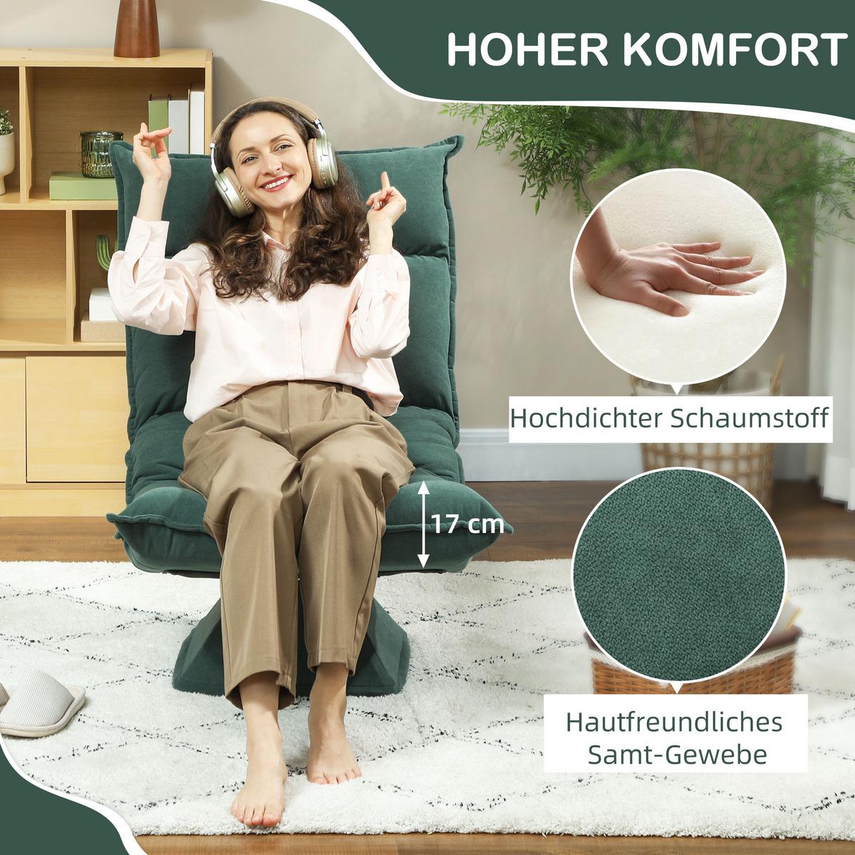 BODENSTUHL Polyester Grün - Grün, Kunststoff (62/95/70cm) - HOMCOM