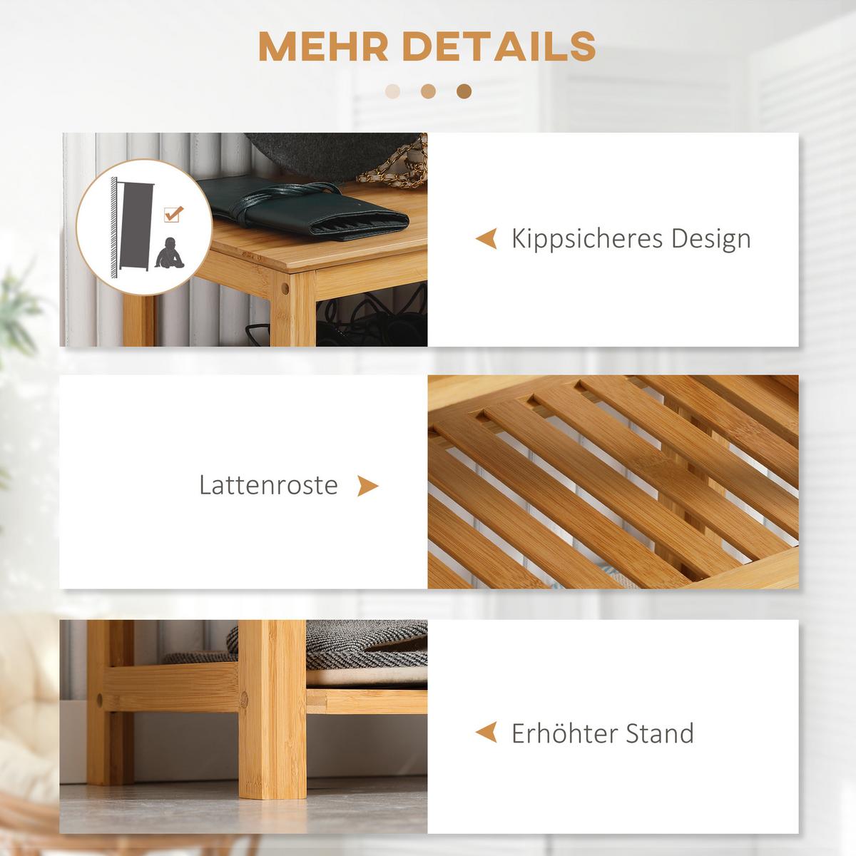 SCHUHREGAL, Schuhständer mit 5 Ebenen, Schuh-Organizer für max. 20 Paar Schuhe - Naturfarben, Holz (29/82/80cm) - HOMCOM