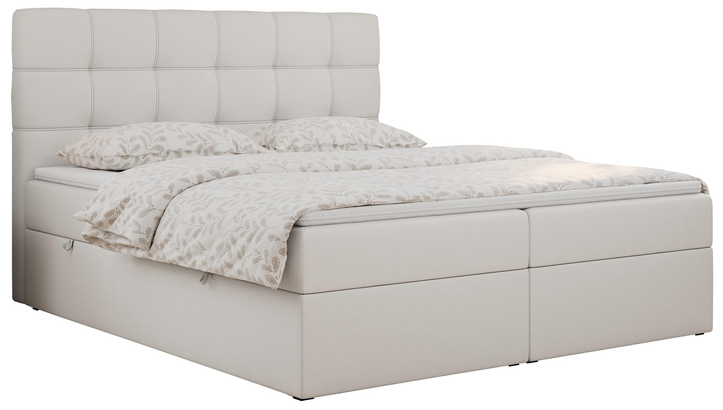 BOXBETT ERNI 160/200 - Weiß Kunstleder - H3 - Weiß, Holz/Textil (160/200cm) - MKS