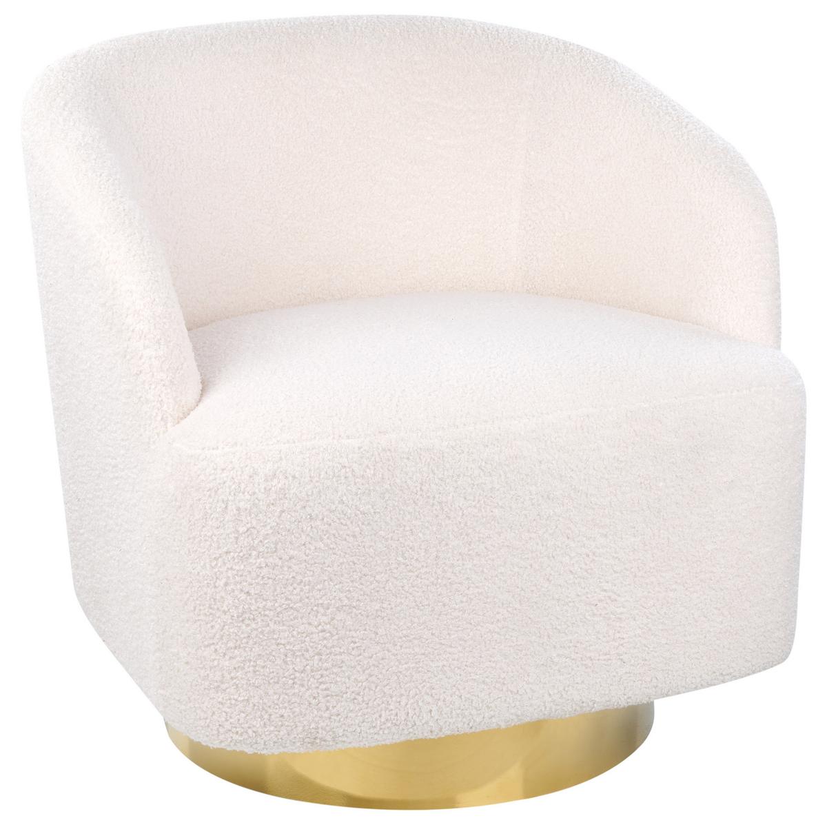 SESSEL Bouclé creme/gold mit Drehfunktion Lavik - Goldfarben/Weiß, Textil (73/71/75cm) - Beliani