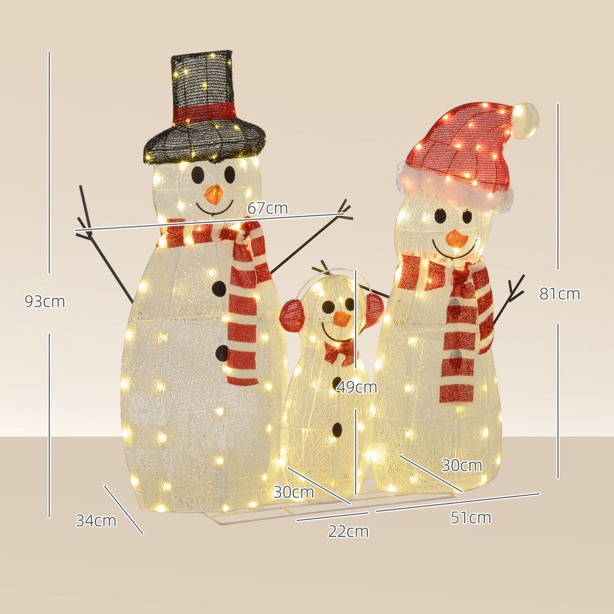 148ER LED Schneemann, Weihnachtsdeko in warmweiß, Weihnachtsbeleuchtung - Weiß, Kunststoff/Metall (34/93/67cm) - Outsunny