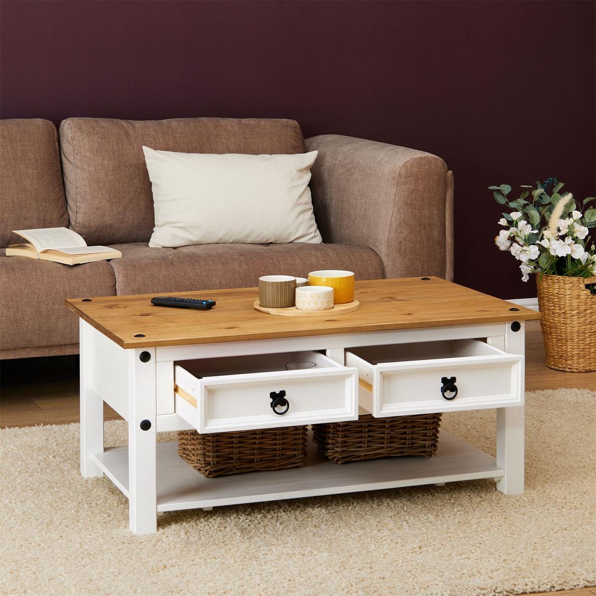 COUCHTISCH CAMPO weiß/braun - Weiß/Braun, Holz (60/100/45cm) - CARO-Möbel