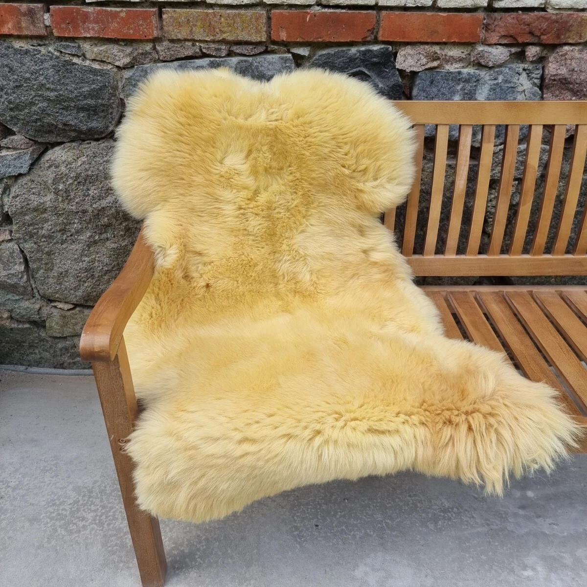 SCHAFFELL Premium Lammfell Natur ungeschoren weiche Wolle Medizinisch gegerbt ca. 105 cm - Gelb, Fell (55/105cm) - Provellus