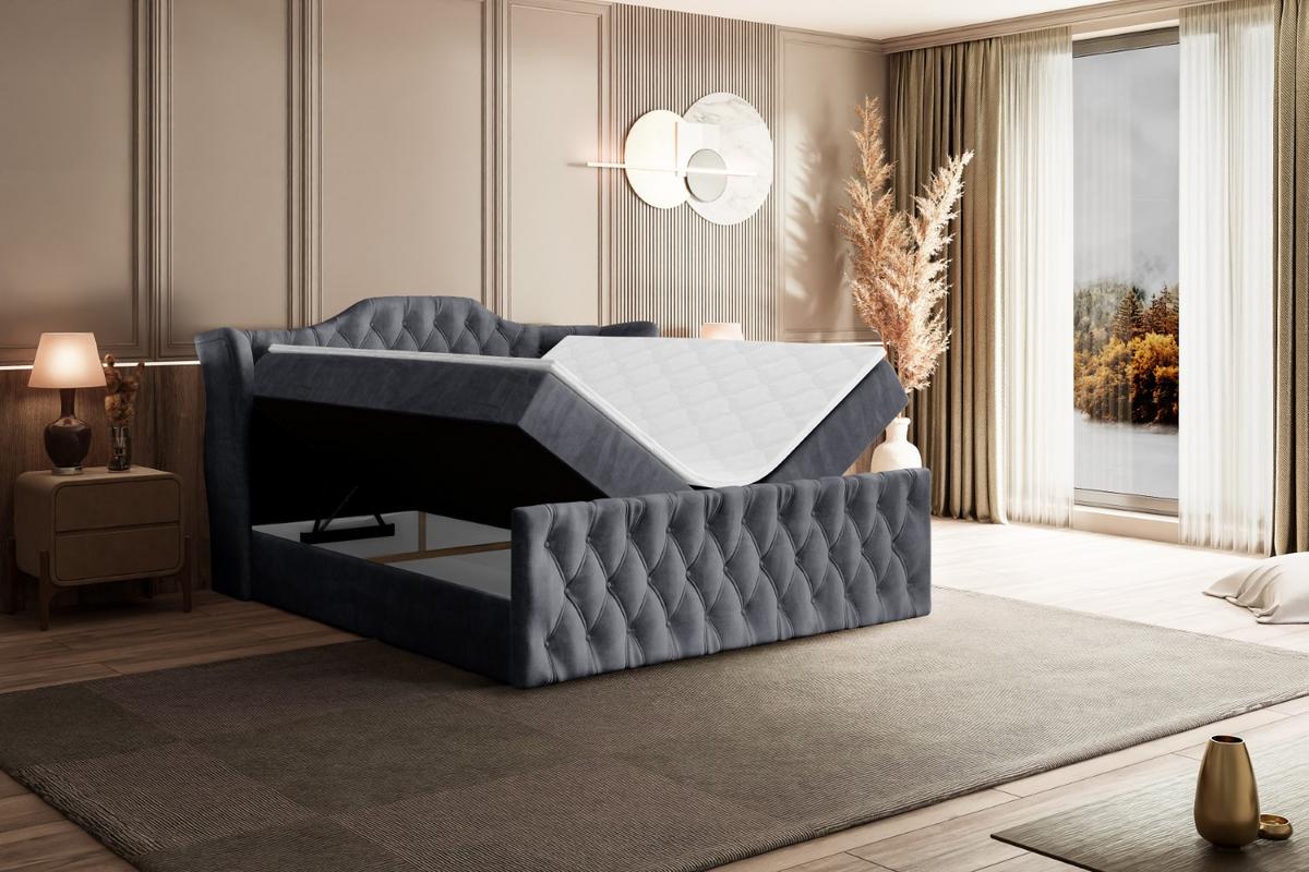 BOXBETT VILA-Z - 140x200 cm - H3 - Dunkelgrau - Dunkelgrau, Holzwerkstoff (140/200cm) - ALTDECOR