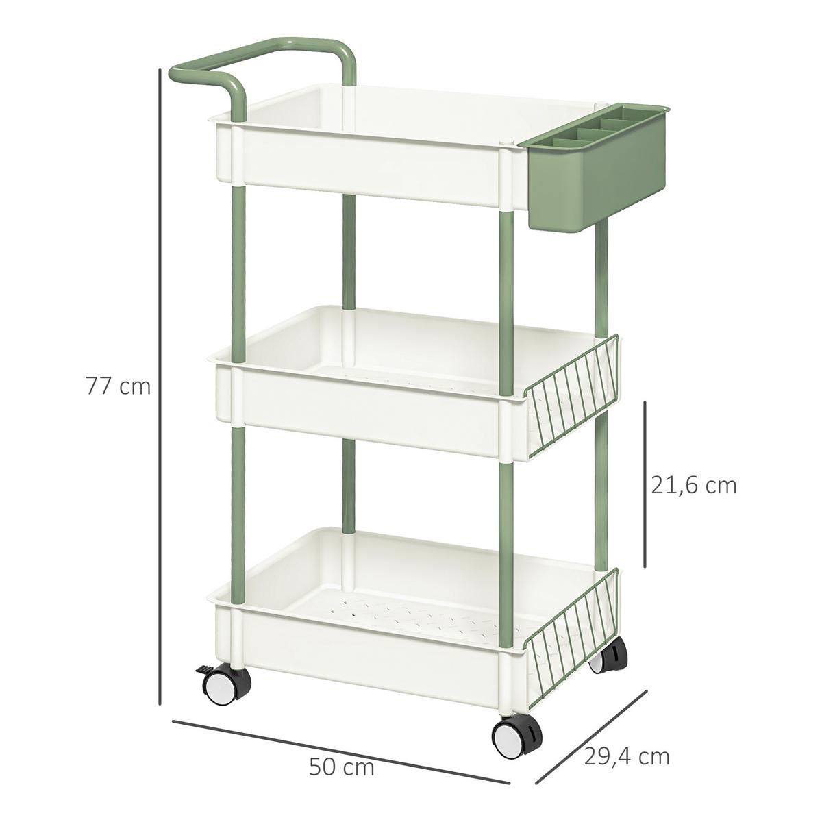 ROLLWAGEN, Servierwagen, Stahl, Weiß - Weiß, Kunststoff (29.4/77/50cm) - HOMCOM