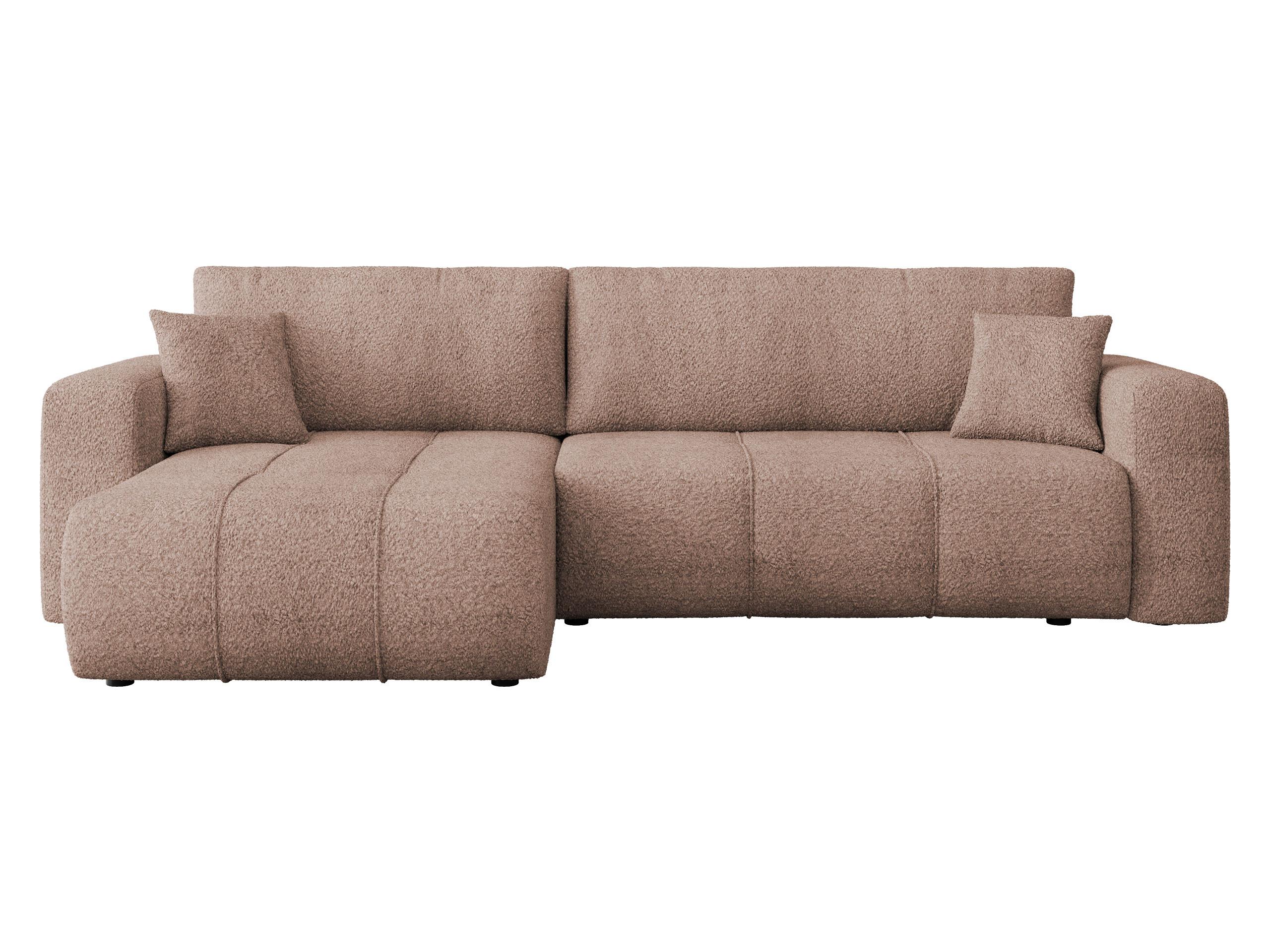 ECKSOFA Furyn Maxi Boucle - Hellbraun/Schwarz, Holzwerkstoff/Kunststoff (274/145cm) - MIRJAN24