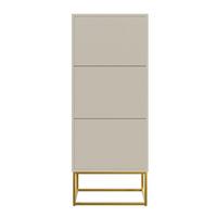 SCHUHSCHRANK Veldio mit 3 Klappen Greige mit goldenem Metallgestell 50 cm - Taupe/Goldfarben, Holzwerkstoff/Metall (50/125/30cm) - Selsey