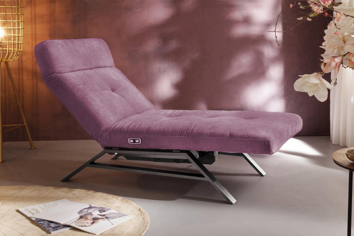 LIEGE MIT MOTORISCHER RELAXFUNKTION AMERIVA Violett Velvet Relaxfunktion - Violett/Silberfarben, Textil (80/110/158cm) - KAWOLA
