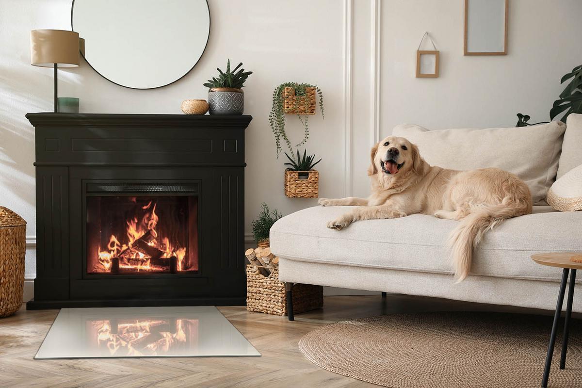 GLASPLATTE für Kamin 80x60 cm - Gelb, Glas (80/60/0.4cm) - TULUP
