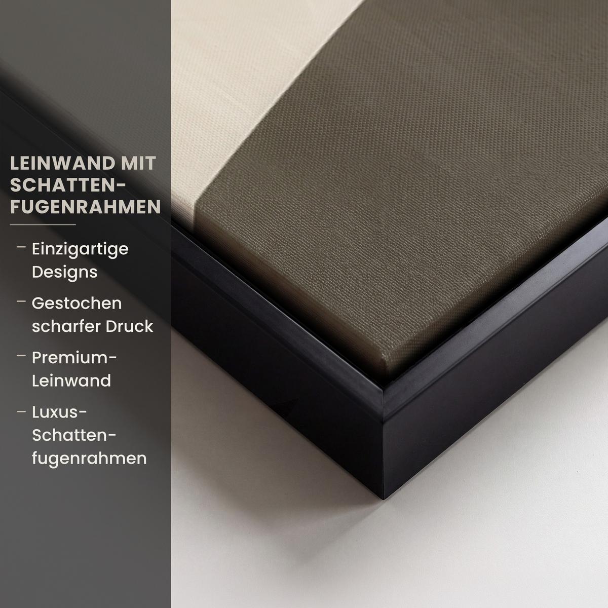 LEINWAND Bilder mit Rahmen - Japandi - Landschaft - Beige - 90x90 - Cognac, Textil (90/90cm) - MuchoWow
