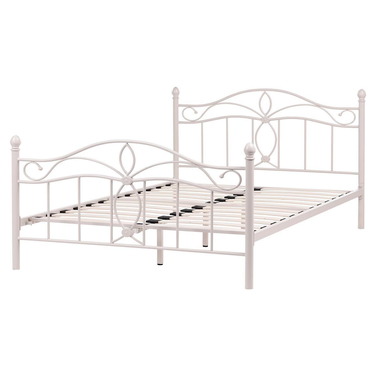 BETT mit Lattenrost 160/200 Stahl Hellbeige Antlia - Beige, Metall (160/200cm) - Beliani