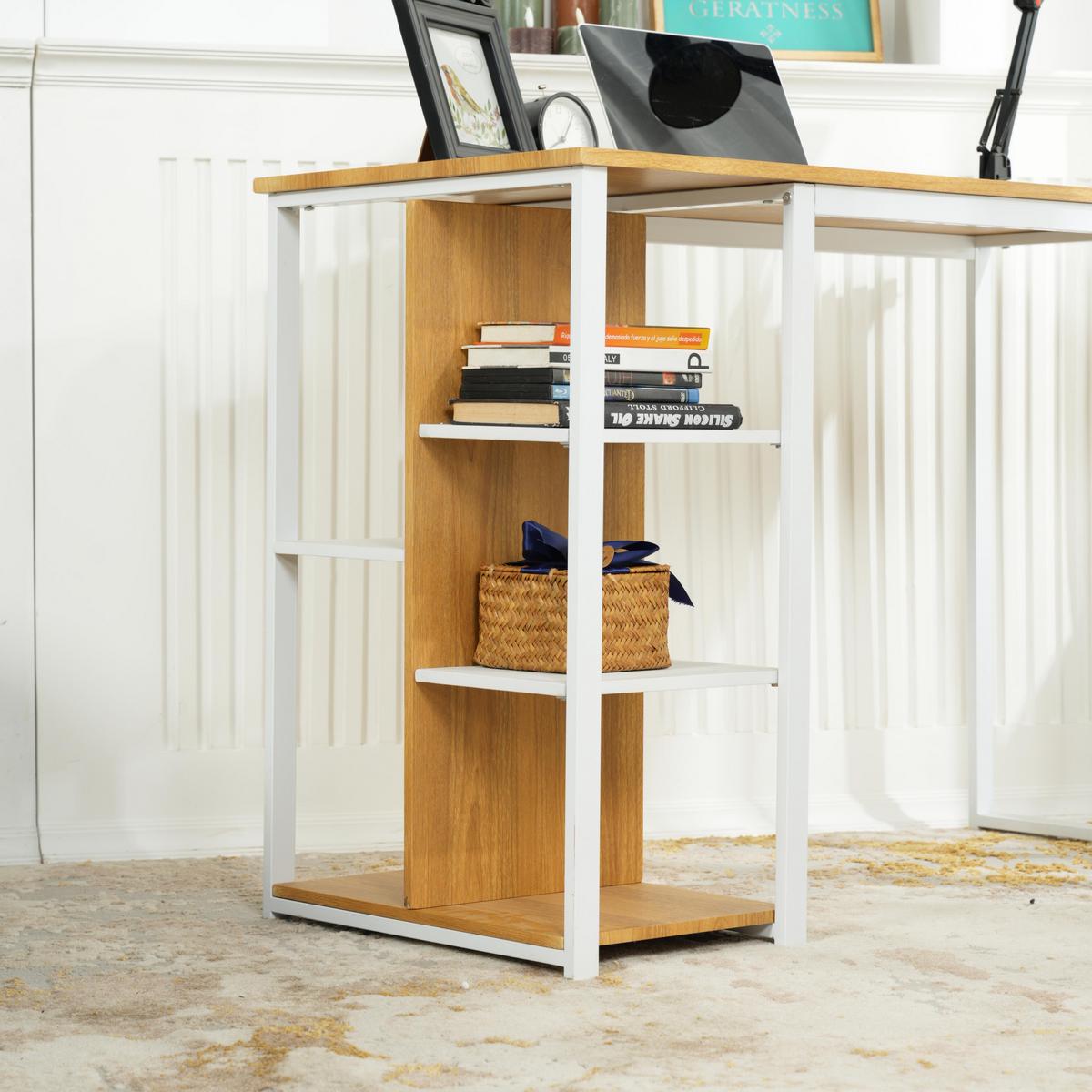 SCHREIBTISCH Beige - Beige/Weiß, Karton/Holzwerkstoff (50/110/75cm) - Urban Meuble