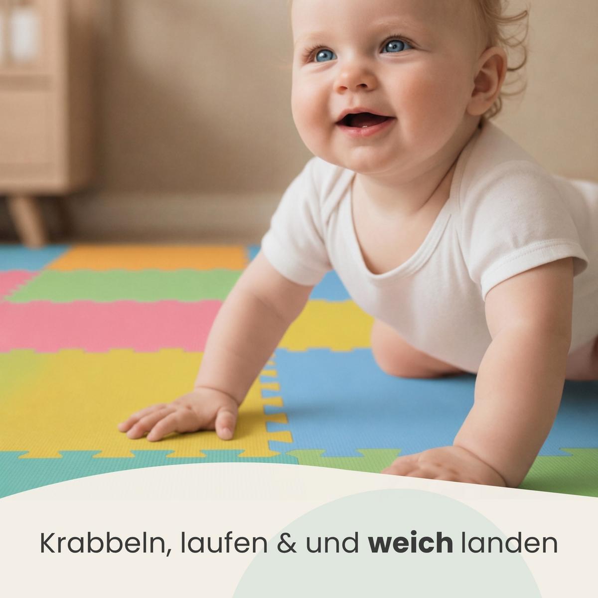 SPIELMATTE ab Null - 90 cm Baby Puzzlematte Bunt - Multicolor, Kunststoff (30/30cm) - Littletom