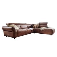 ECKSOFA MIT MOTORISCHER SITZTIEFENVERS. RISO Braun Leder - Schwarz/Braun, Leder (263/240cm) - KAWOLA