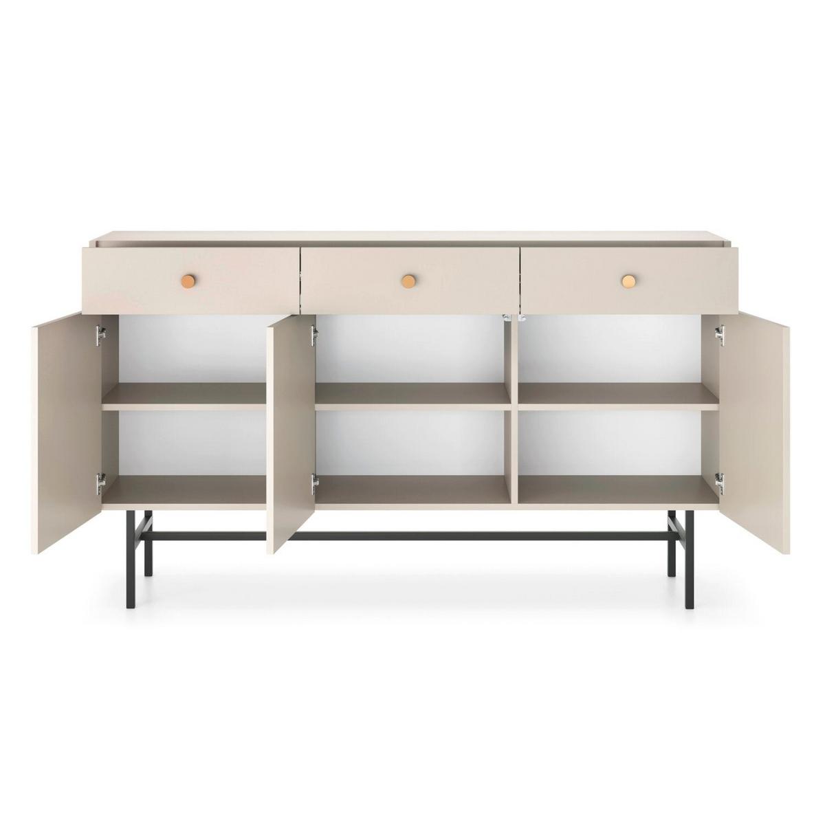 SIDEBOARD Divenos Greige 155 cm - Taupe/Goldfarben, Holzwerkstoff/Metall (155/89.4/39cm) - Selsey