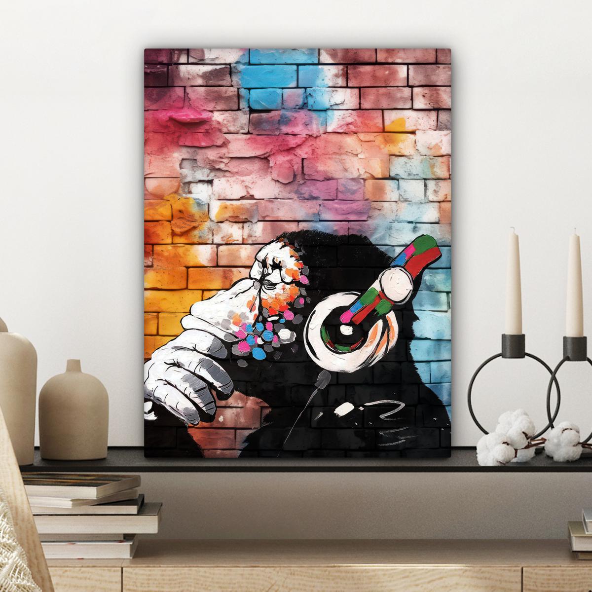 LEINWANDBILD Affe - Graffiti - Musik Room Decor 30x40 cm - Multicolor, Textil (30/40cm) - MuchoWow