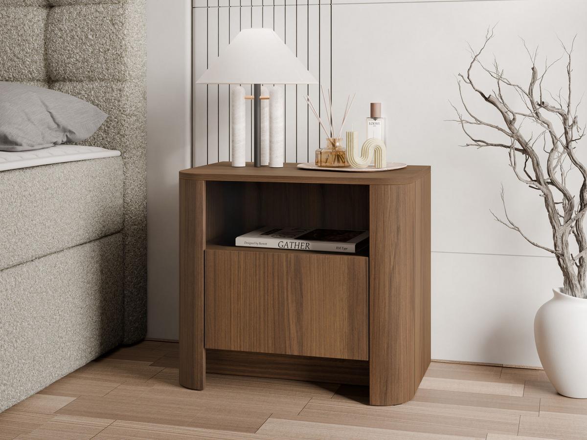 NACHTTISCH Bari S58 - Nussbaumfarben/Schwarz, Holzwerkstoff/Kunststoff (58/52/39cm) - MIRJAN24