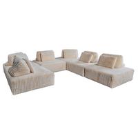 MODULSOFA WIOLO SOFT 6 MODULE 6 KISSEN Cremeweiß Cord - Creme/Schwarz, Kunststoff/Textil (333/84/333cm) - KAWOLA