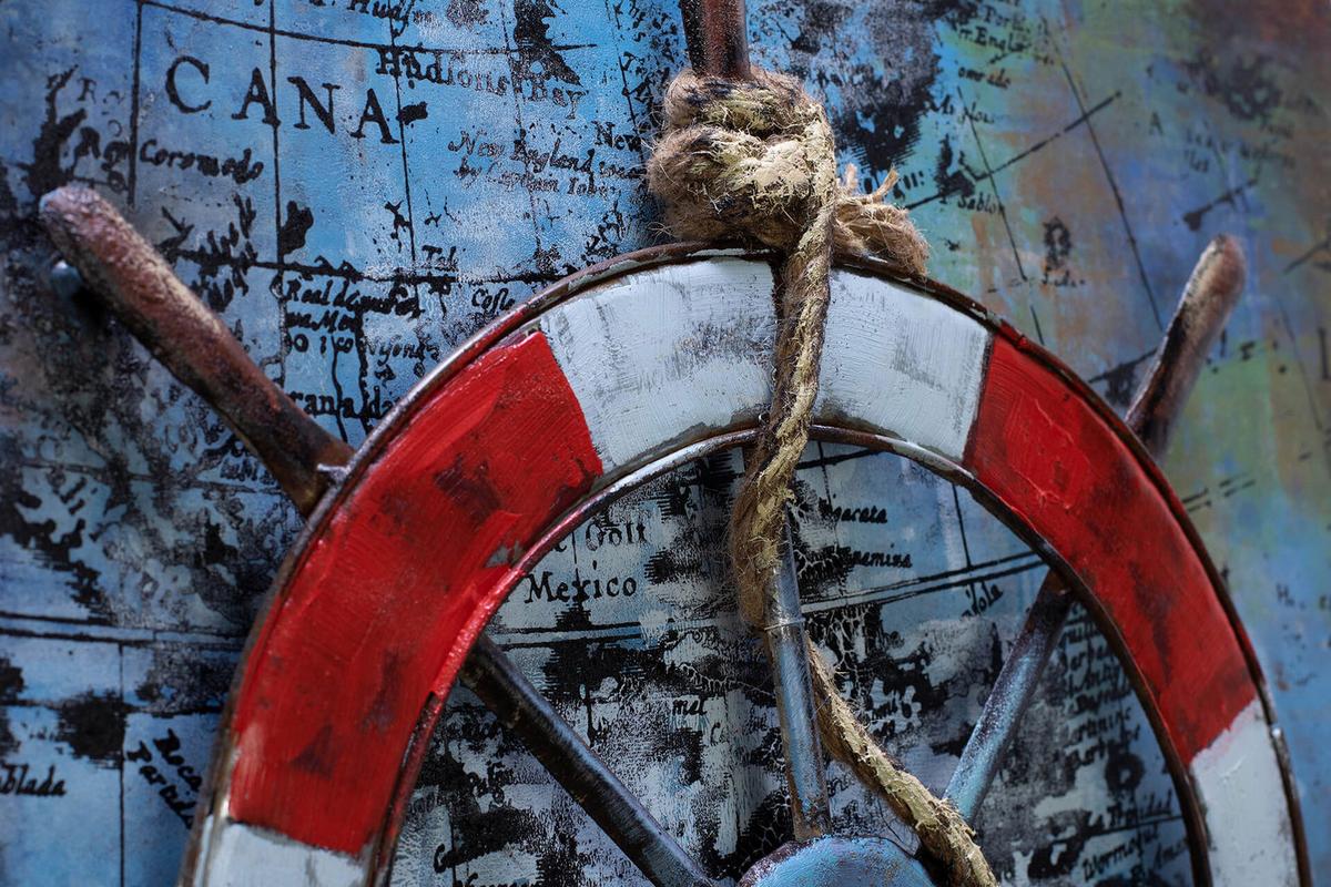 METALLBILD Blau 60/60 cm - Blau/Rot, Metall (2.5/60cm) - KUNSTLOFT